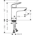 Logis Baterija za Lavabo 100 Chrome 71100000